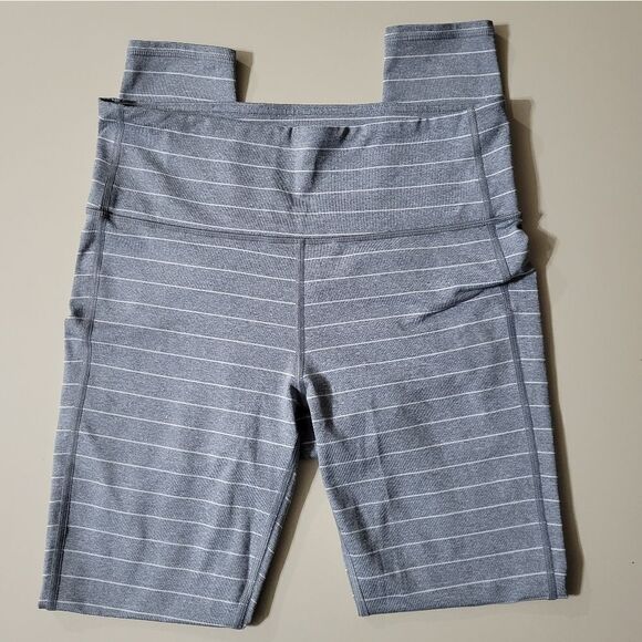 Athleta Gray Stripe Salutation 7/8 Tight In POWERVITA - Picture 6 of 16
